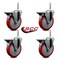 Service Caster 5 Inch Red Polyurethane Wheel Swivel 34 Inch Threaded Stem Caster Set with Brake SCC SCC-TS20S514-PPUB-RED-PLB-34212-4 - alternate 2
